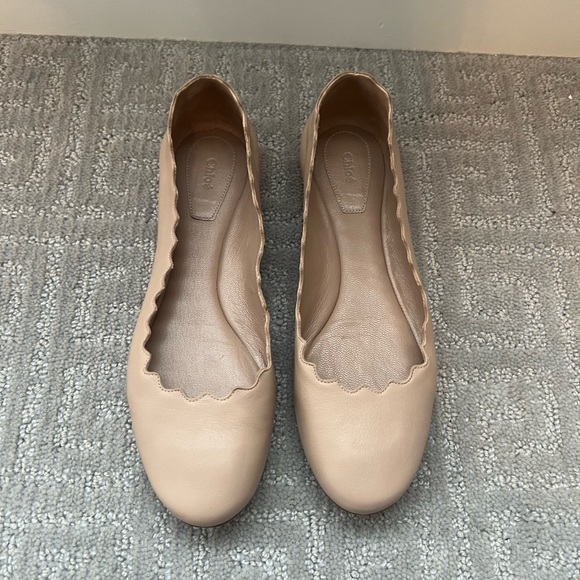 Chloé Lauren Scalloped Ballet Flats - Pink Tea Leather Size 36 - Picture 4 of 5